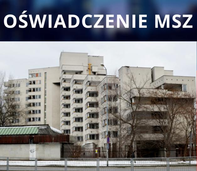 Oświadczenie MSZ w sprawie przejęcia rosyjskiej nieruchomości w Warszawie
